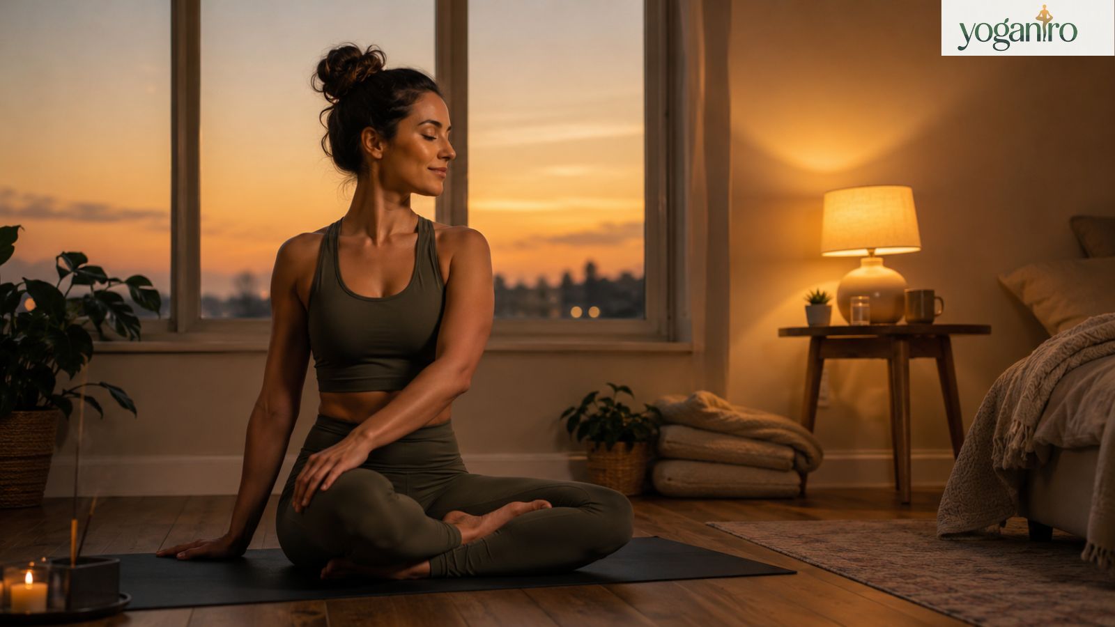 Evening sensual yoga practice for relaxation and better sleep