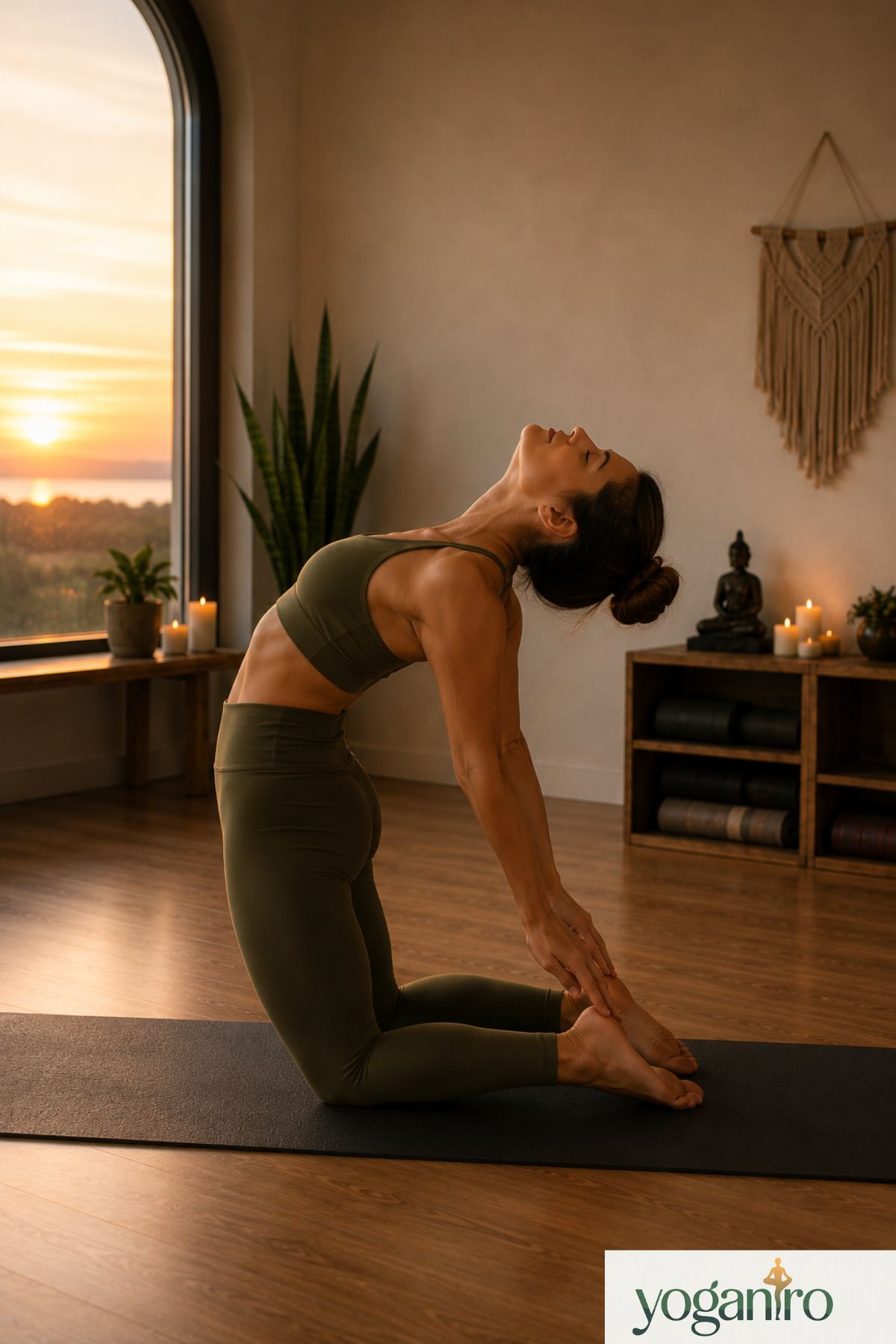 Camel Pose yoga backbend improving spinal flexibility and chest opening