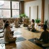 Stress relief breathwork practice Midtown Manhattan yoga studio