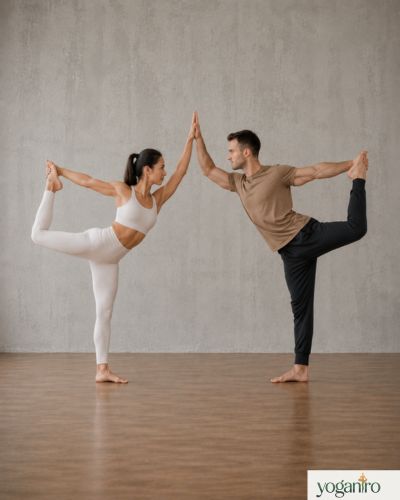 Royal Dancer yoga pose for two people improving flexibility and balance