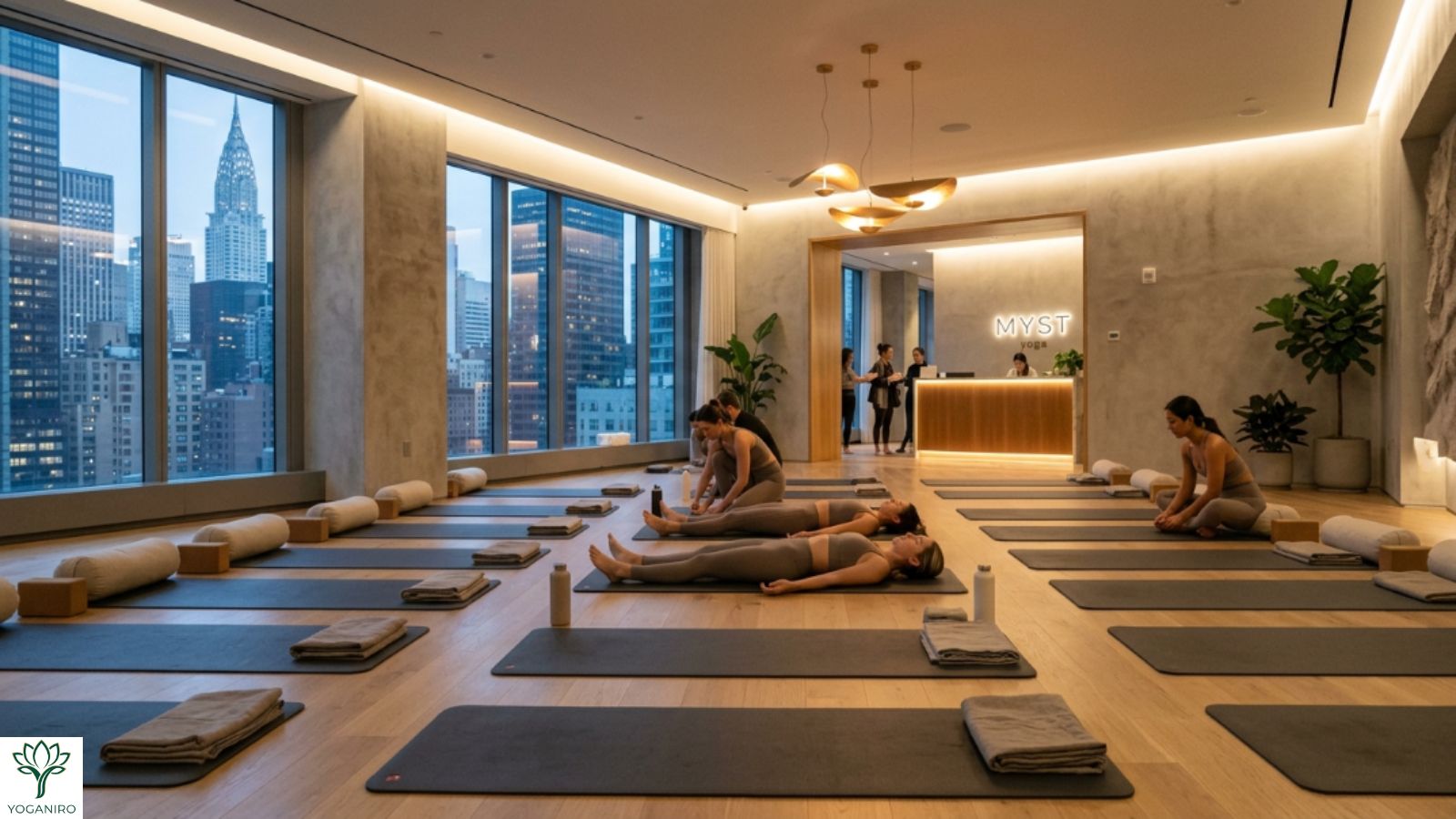 Luxury yoga studio design in New York City fitness center