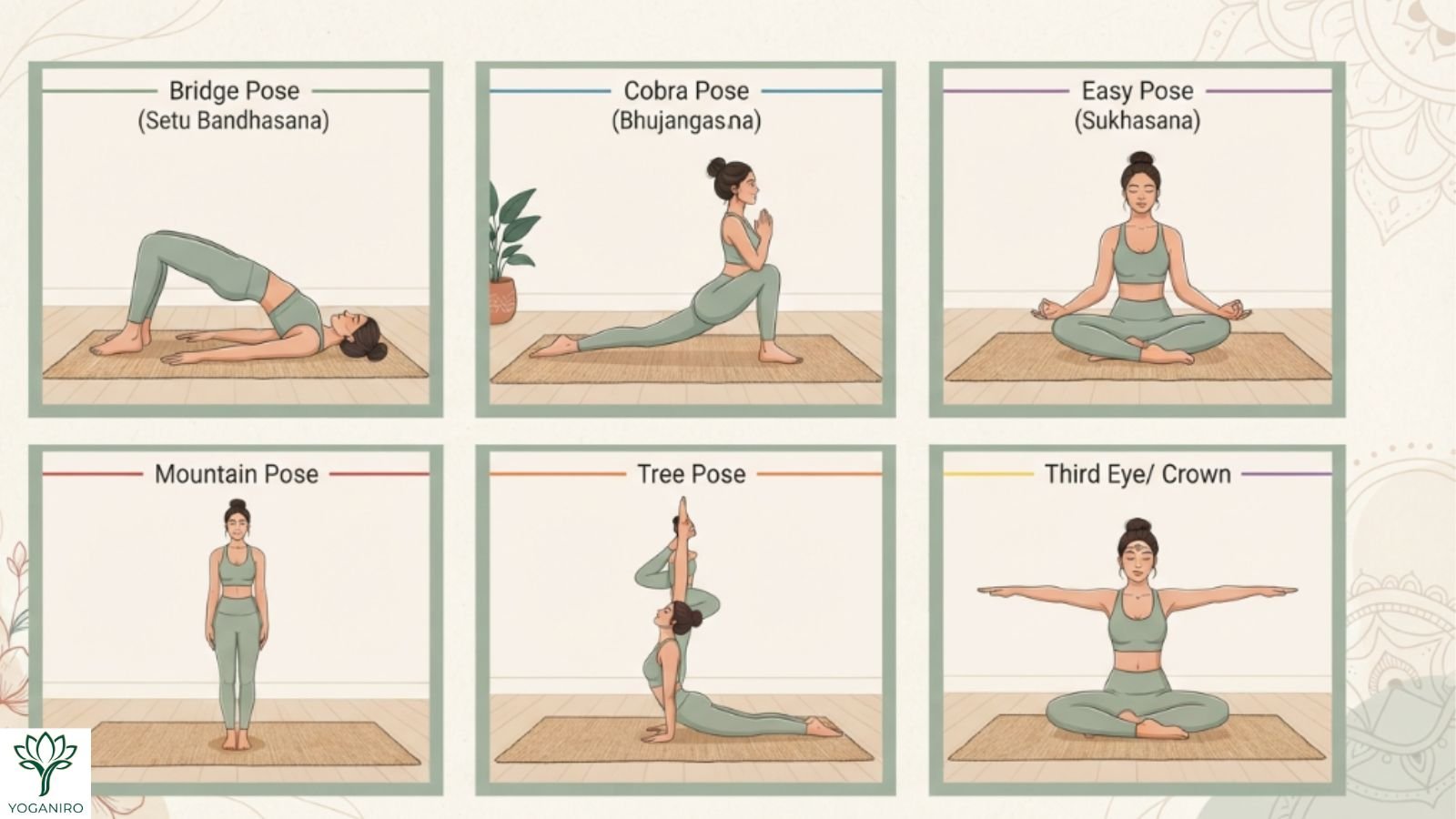 Chakra yoga sequence from root to crown