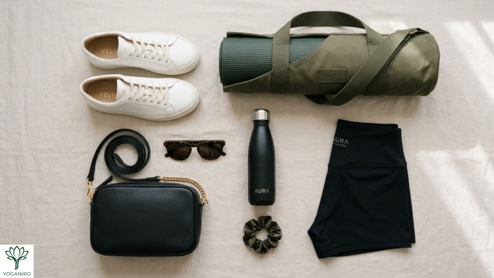 Accessories and shoes to wear with yoga shorts