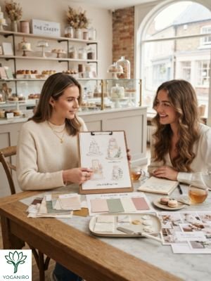 Custom yoga cake planning with bakery design samples