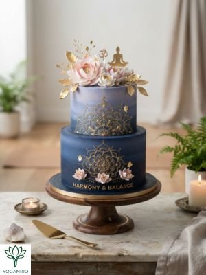 Meditation-inspired chakra yoga cake with mandala design