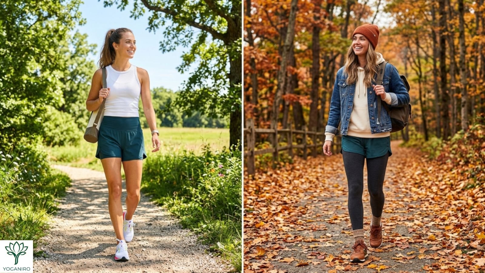 Summer and winter outfit ideas with yoga shorts