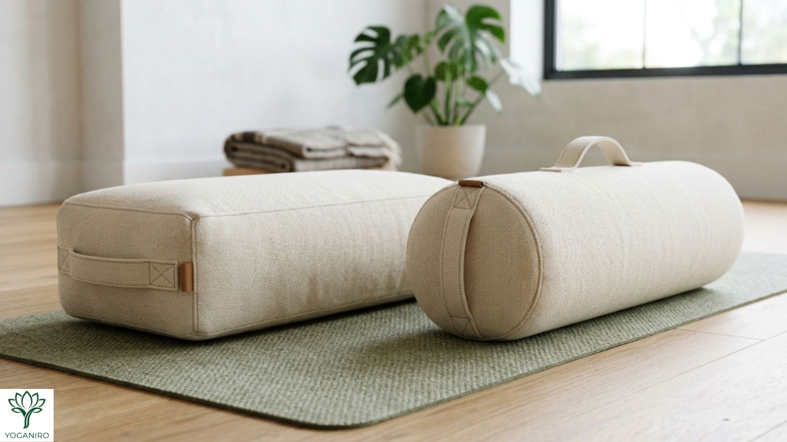 Rectangular and round yoga bolster styles for different yoga practices